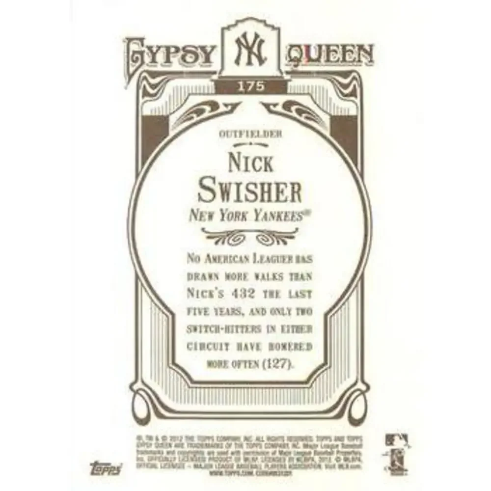 2012 Topps Gypsy Queen Nick Swisher # 175 New York Yankees